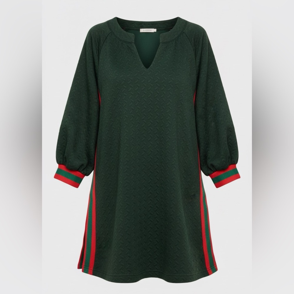 ENTRO Boutique Shift Tunic Mini Dress Textured Knit Christmas Holiday Medium - Picture 11 of 11